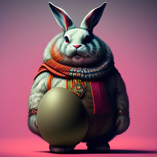 silky-crane987: Happy Big muscle white easter bunny and easter eggs