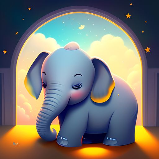 openmoose147 cute baby elephant cuddly sleeping in clouds and stars