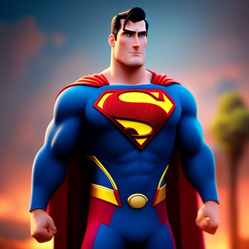 Realistic, Kirk Alyn as Superman, 3d render, Pixar style, disney style, pixar animation, extremely detaile, beautiful and simple background