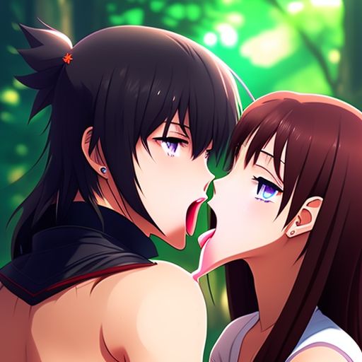 anime girl lick boy