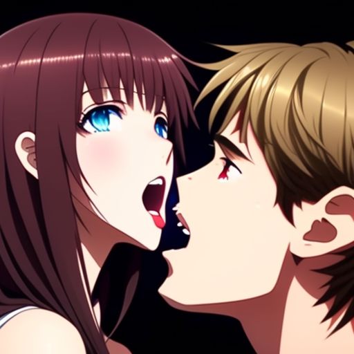 anime girl lick boy