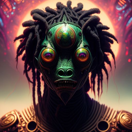 half-tiger127: Alien with dreadlocks, with large black Alien eyes,