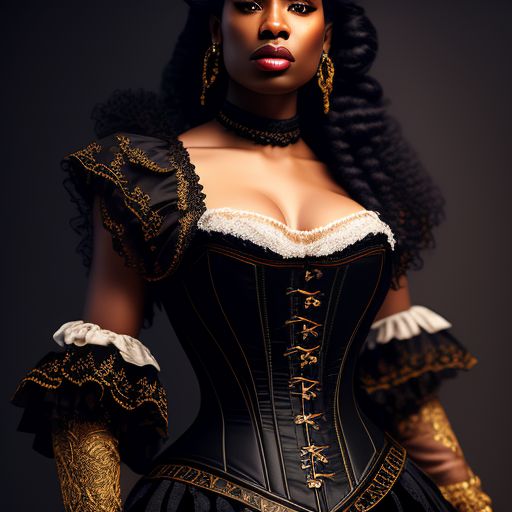 ShaniT8: lace fabric corset and renaissance wig black woman full body