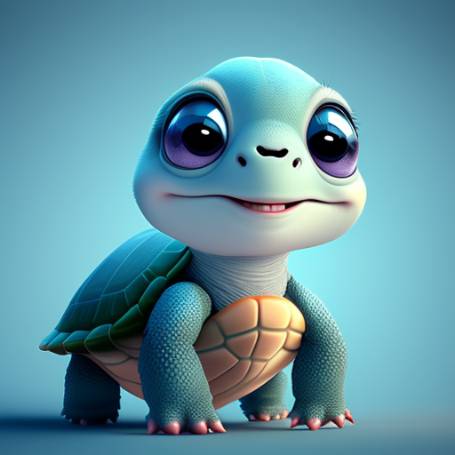 cute turtle cartoon with big eyes