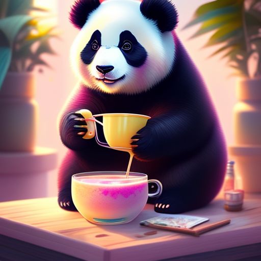 blind-goose436: cute panda drinking smoothie tea shop