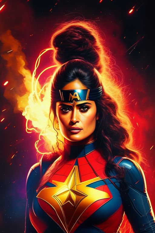 PolyCrumbs: Gritty realistic portrait of Salma Hayek as a Marvel ...