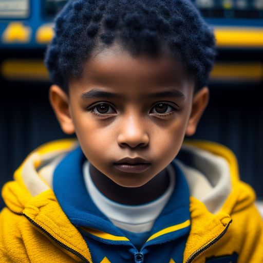 third-ferret467: Realistic Gritty photo of a children with dark blue ...
