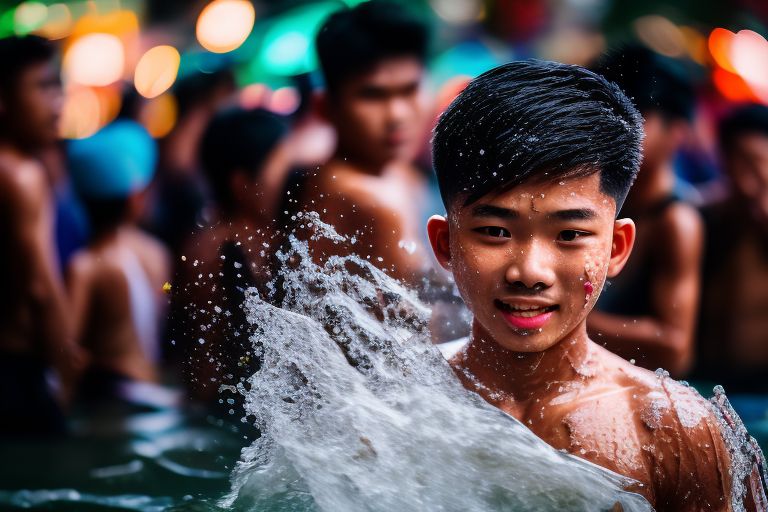 ablelobster633 teen who splash water in songkran festival in thailand