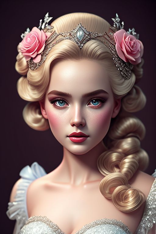 Sociable Toad9 Womens Cinderella Strawberry Blonde Hair Big Bun Hair Style Diamond Tiara 