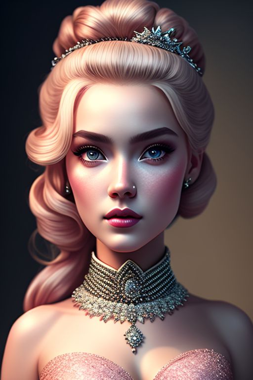 Sociable Toad9 Women Cinderella Strawberry Blonde Hair Big Bun Hair Style Diamond Tiara 