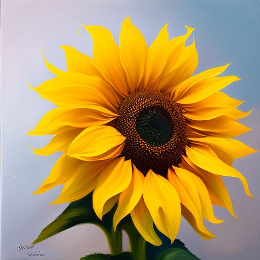 knobby-jay866: sunflower, oil color, white background
