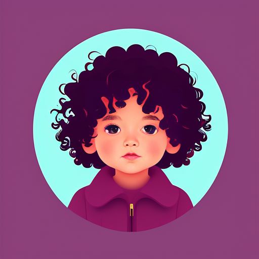 Vector illustration, Flat illustration, Illustration, front face child silhouette with curly hair, Trending on Artstation, Popular on Dribbble, Cozy wallpaper, Pastel colors