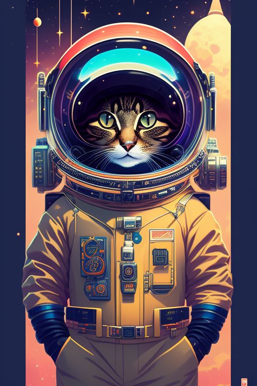 Polycrumbs: Anthropomorphic Cat Wearing A Dapper Space Suit,by Kawacy 