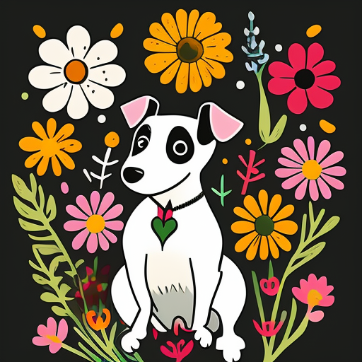 Stupid Duck Jumping Playful Jack Russel Black Background Flowers