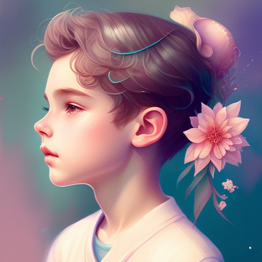 Flower Boy - Art Print - Cute Boy - Good Looking Guy - Flowers - Sunny Day  - Portrait Drawing - Soothing Vibe - Peijin