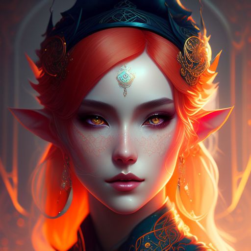 spicy-cattle610: Guweiz style elf orange hair magician