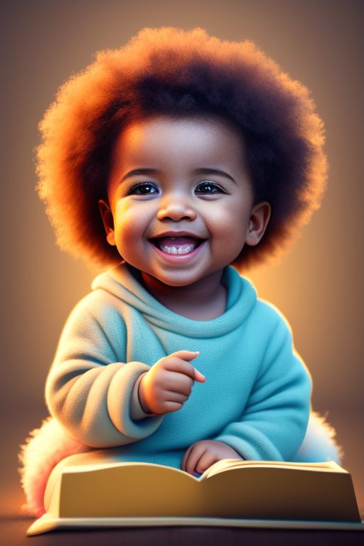light background color, 3d rendering, cute baby boy, Hip hop, Music with book, sing a song, Smiling, sweet smile, cute smile, Big bright eyes, fluffy hair, wearing a delicate costume, delicate and delicate, incredibly high detail, Bright colors, Natural light, 5 and ctane renderings, in art station, Gorgeous, Ultra wide angle