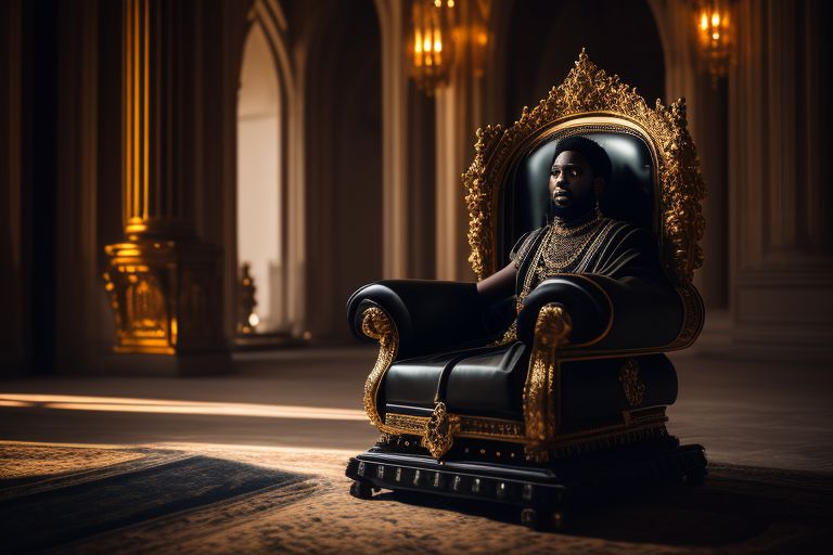 Black king on online throne