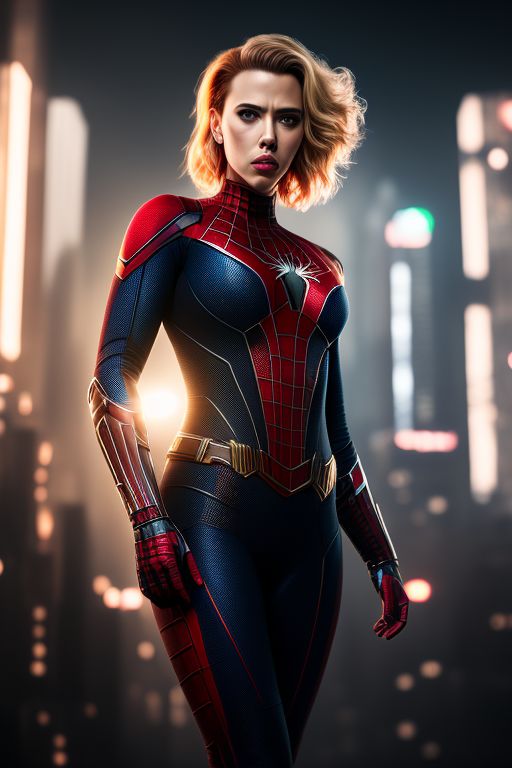 bland-gnu281: Scarlett johansson wears spiderman suit, hyper realistic ...