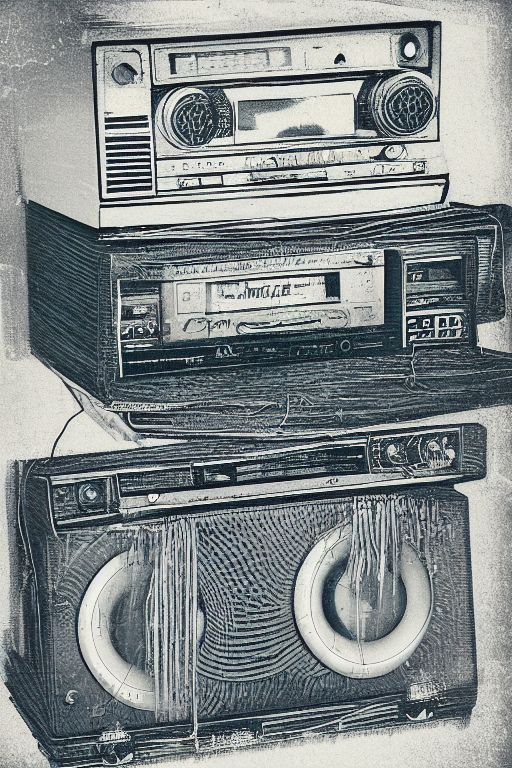 old radio pencil drawing