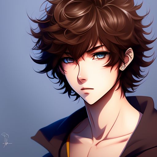 anime guy with brown hair and brown eyes