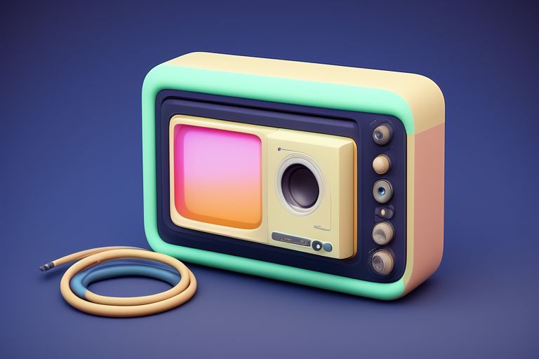 Centered, very cute, isometric view, unique clay 3d icon curved low poly, an 80's boombox combined combined with a crt tv combined with a 1920's phonograph combined with a nintendo with a crank on the side, vaporwave, on a dark indigo background, 100 mm, Pastel colors, 3d blender render, Neutral blur background, Centered, matte clay, Soft shadows, Cute, pretty, curves