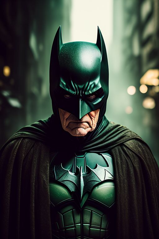 ultimate-fox344: batman as an old woman, green, wrinkled, wearing full  batman attributes, dramatic cinematic background