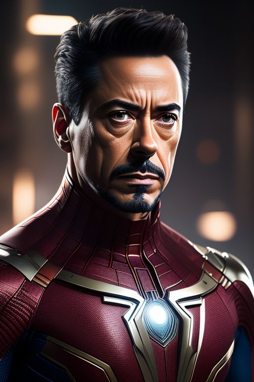 evil-tarsier443: tony stark wears spiderman suit, Body slim, detailed and  dramatic eyes, dramatic stage lights, highly detailed, digital painting, 8  k, golden ratio, good composition body parts, smooth, (sharp focus, J  illustration, cinematic