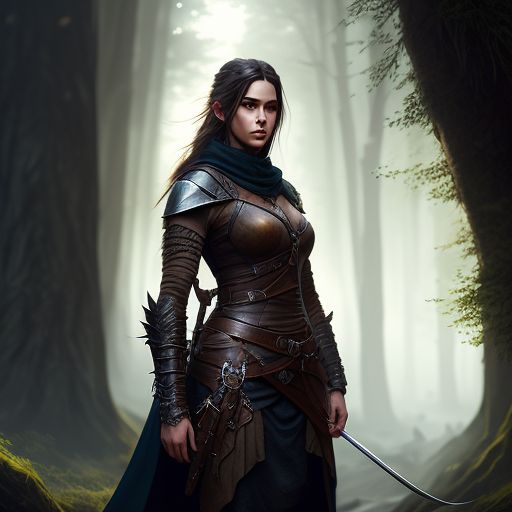 oilyotter482 Female hunter, young woman, barbarian, leather clothing