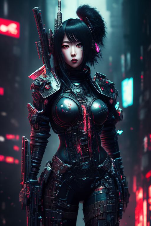 awful-jay773: cyberpunk japan beutifull anime woman gore fullbody