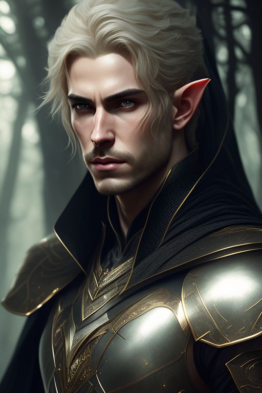 Parched elk113 Portrait Of Male Half elf Pale Yellow Short Hair 