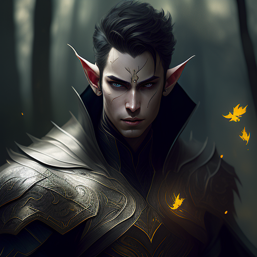 parchedelk113 Portrait of male halfelf, dark yellow short hair