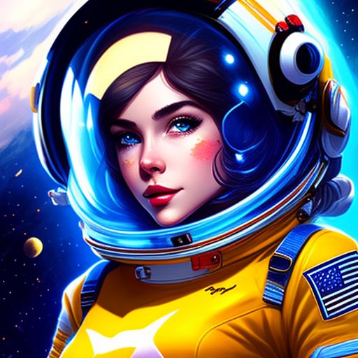 2D, Illustration, astronaut girl in space, Graphic novel, Neal Adams, Trending on Artstation, DC comics, 8k
