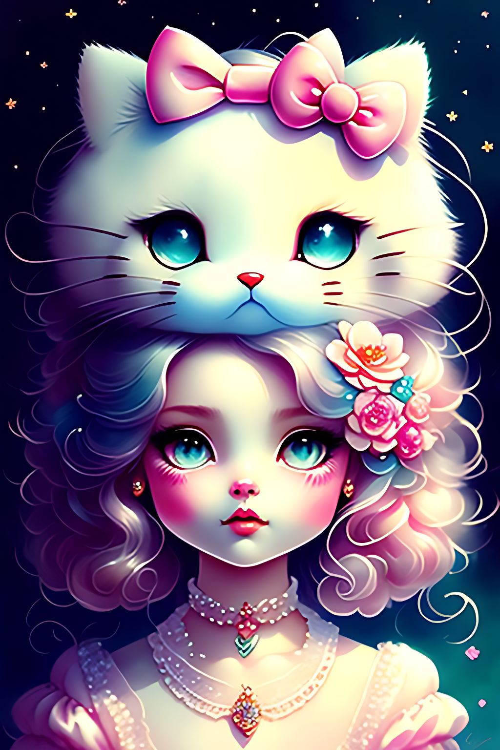 Hello Kitty cute fantasy art 