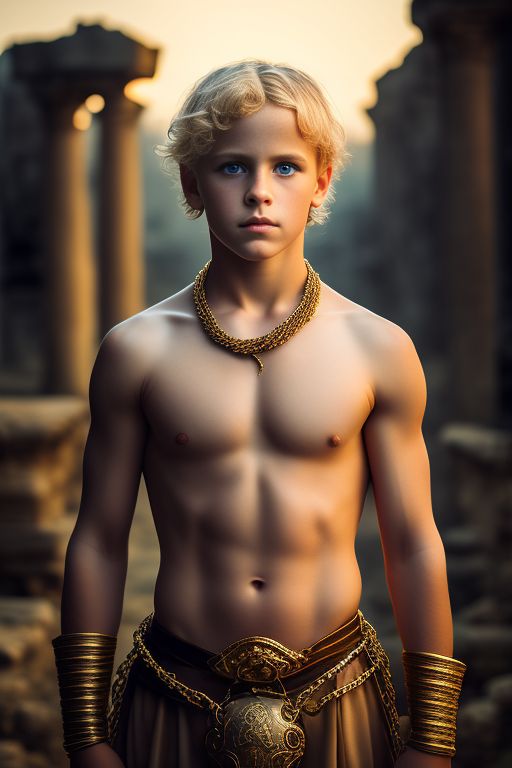 Grand Goose615 Realistic Photo Of A 12 Years Old Handsome Blond Boy In A Roman Slave Costume 2882