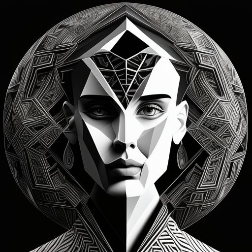 Low Poly Human Body Black Line Triangles Line and Blue Geometric