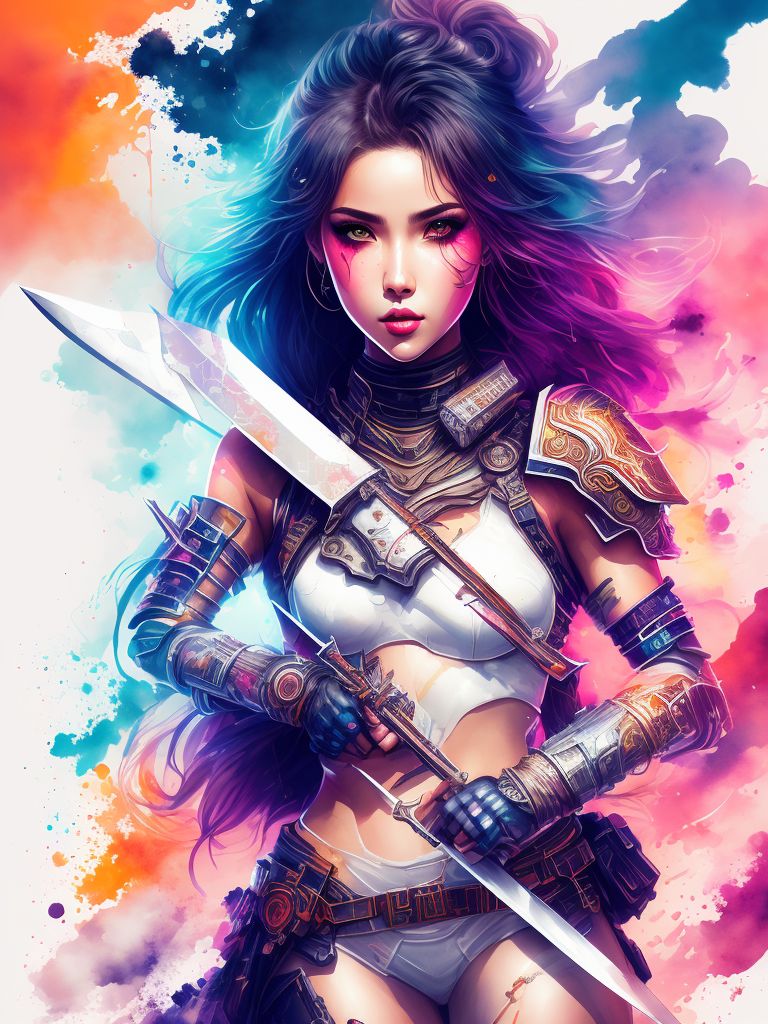 Beautiful girl cyberpunk fantasy art wallpaper background 