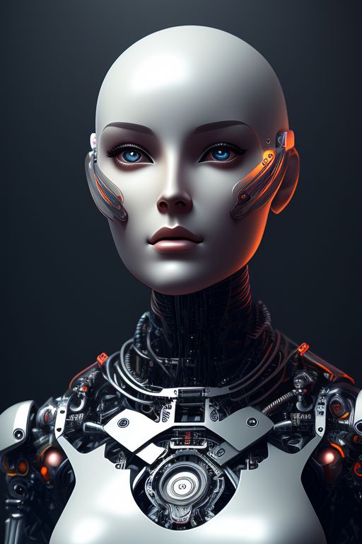 twin-loris41: Young adult Android woman, no hair, mechanical body ...