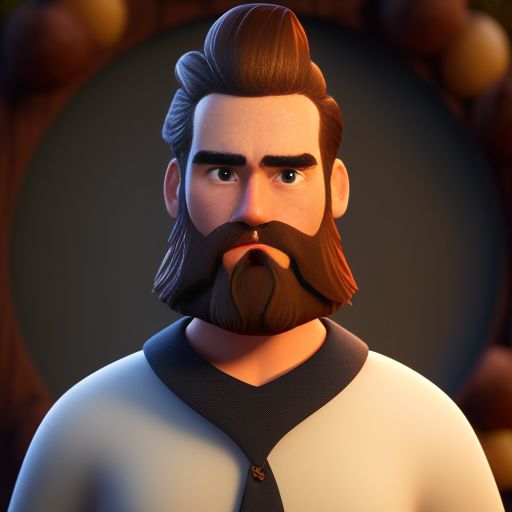 Trendy Hipster Cartoon Character with Gray and Brown Beard