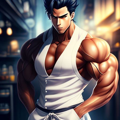 legal-jackal584: anime character in chef clothes with muscles