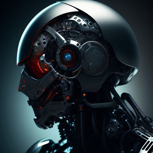 IntrepidBytes AI robot, futuristic, mechanical head, organic human