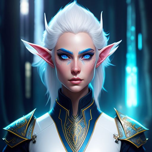 low-tapir845: Astral Elf, shoulder length White Hair, Mid 30's, Neon ...