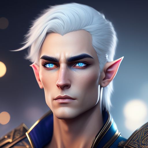 low-tapir845: Male, Astral Elf, Neon Blue Eyes, Short pure white hair ...