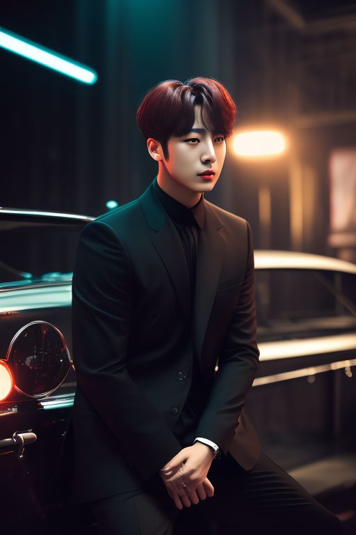 striped-mole1: jungkook from bts is dressed in a black suit like james bond