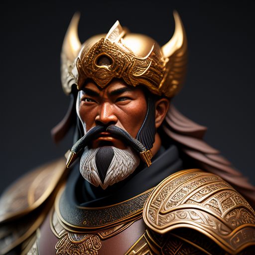 clumsypony681 fantasy anime 3d art Genghis Khan sculpture