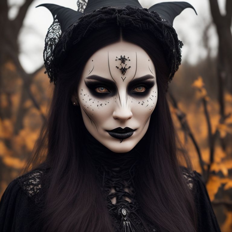 ajar-opossum908: Samhain figure, beautiful woman witch, realistic ...