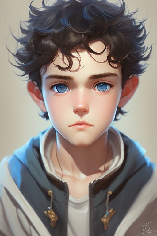 Curly Black Hair Blue Eyes Boy