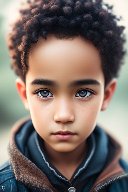 mixed boy with blue eyes