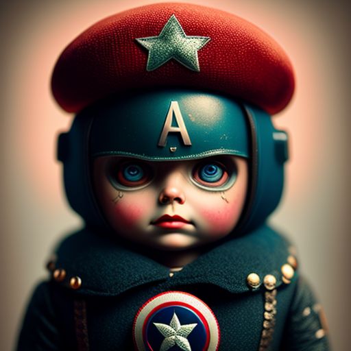 putrid-heron505: cute creepy captain america doll like horror movies,  vintage velvet dress, fancy hat, big reflective eyes