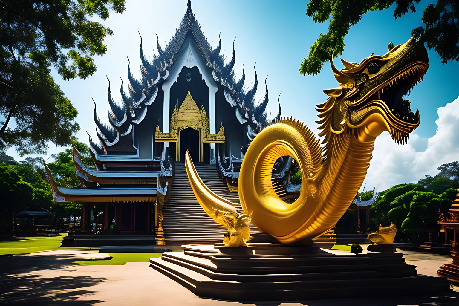 all-seahorse268: Realistic, Photography, Thailand white temple, Green